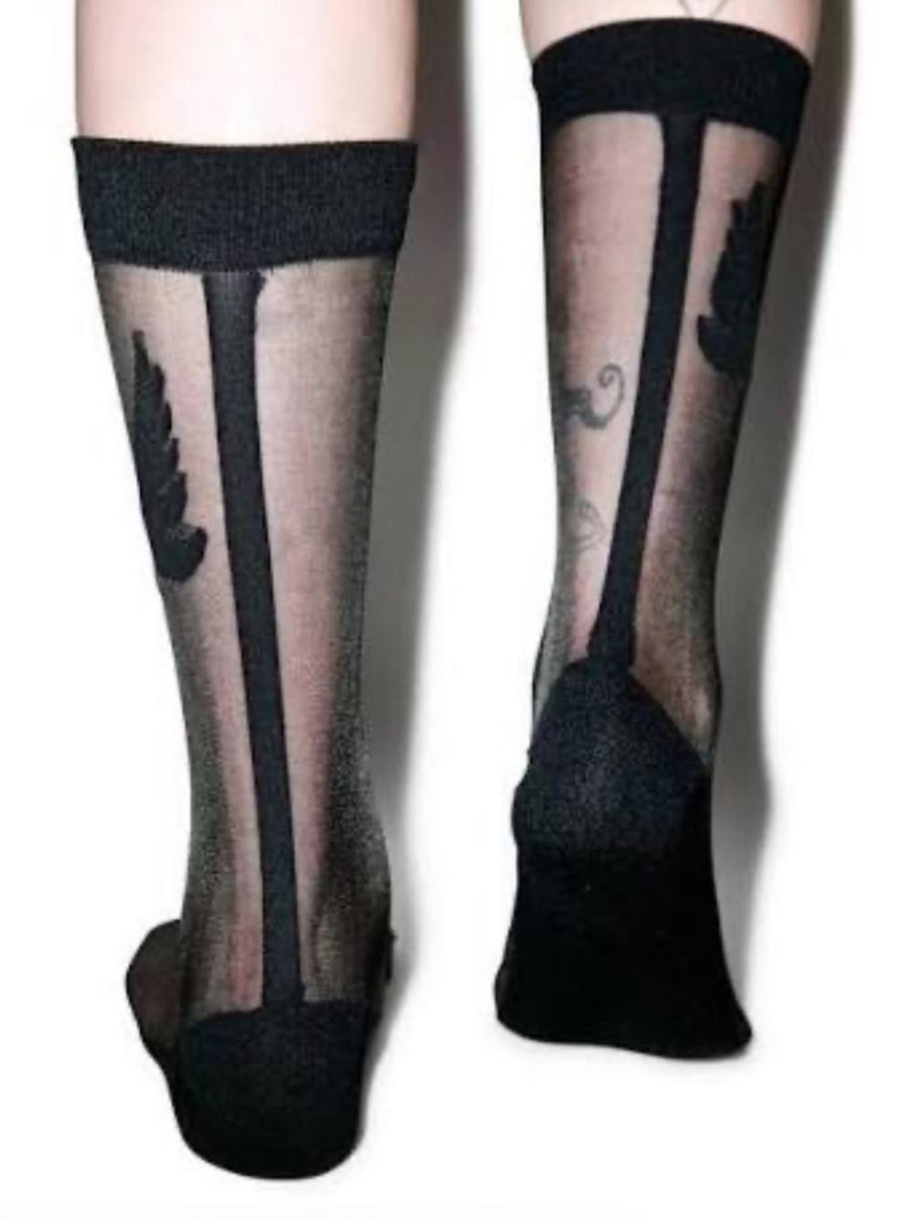 $12❤️‍🔥 Stance x Minimale Animale FIREBIRD Black Sheer Crew Socks Stockings NEW